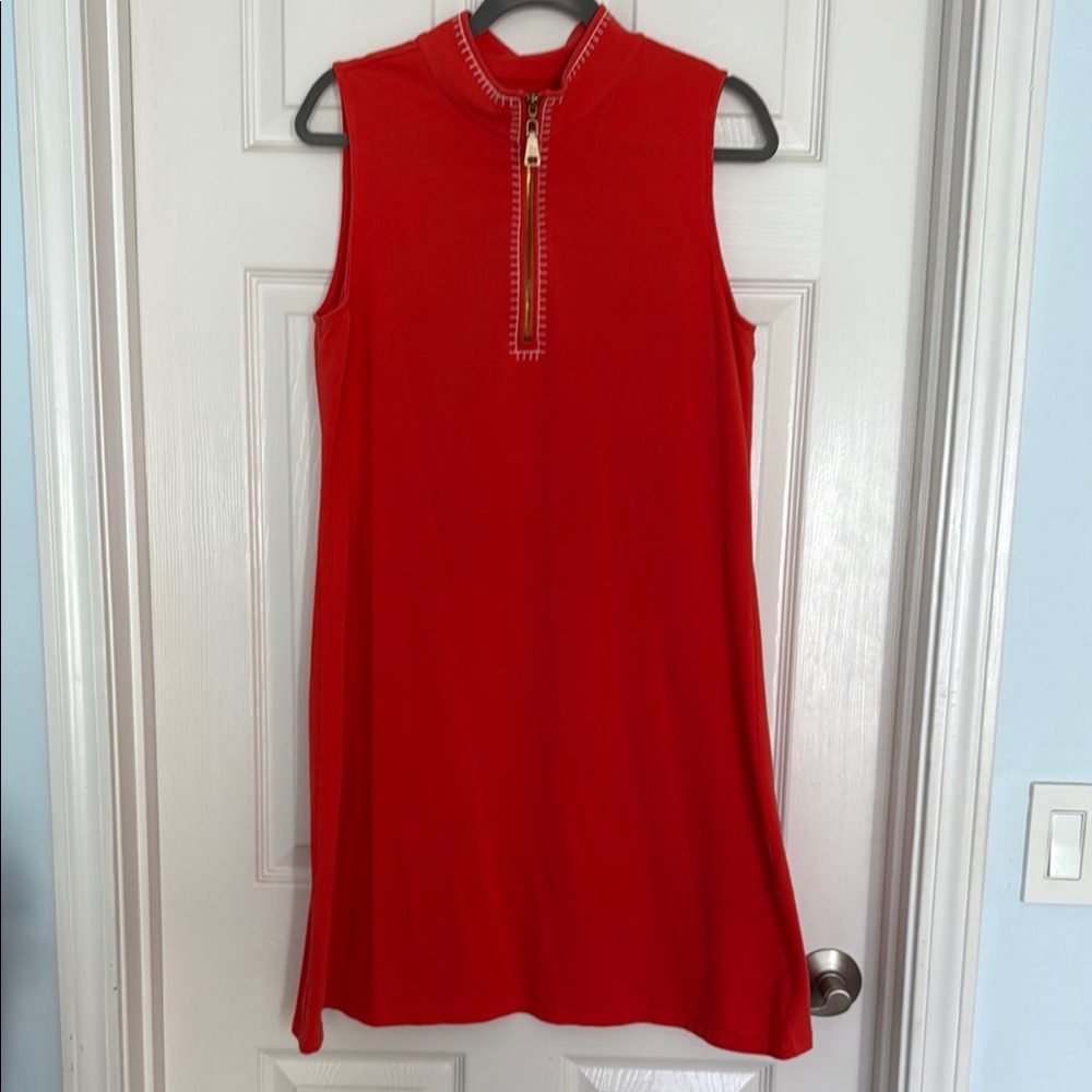 Spartina Orange Sleeveless  Dress with gold Zipper Detail